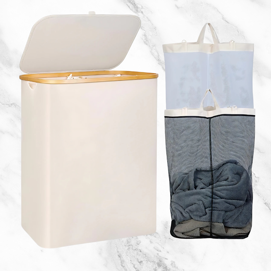 Opvouwbare Bamboe Wasmand 100L / 140L- Stijlvol, Duurzaam en Ruimtebesparend