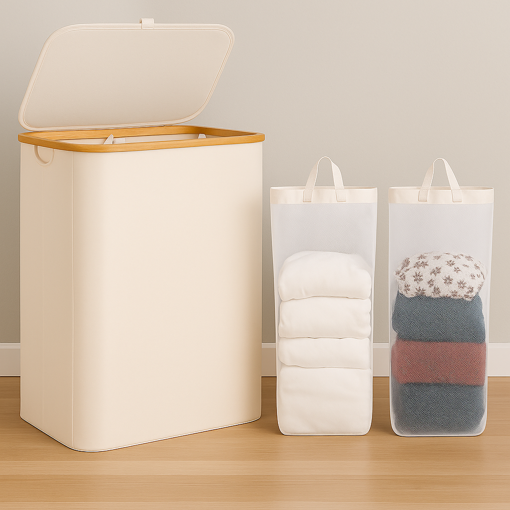 Opvouwbare Bamboe Wasmand 100L / 140L- Stijlvol, Duurzaam en Ruimtebesparend