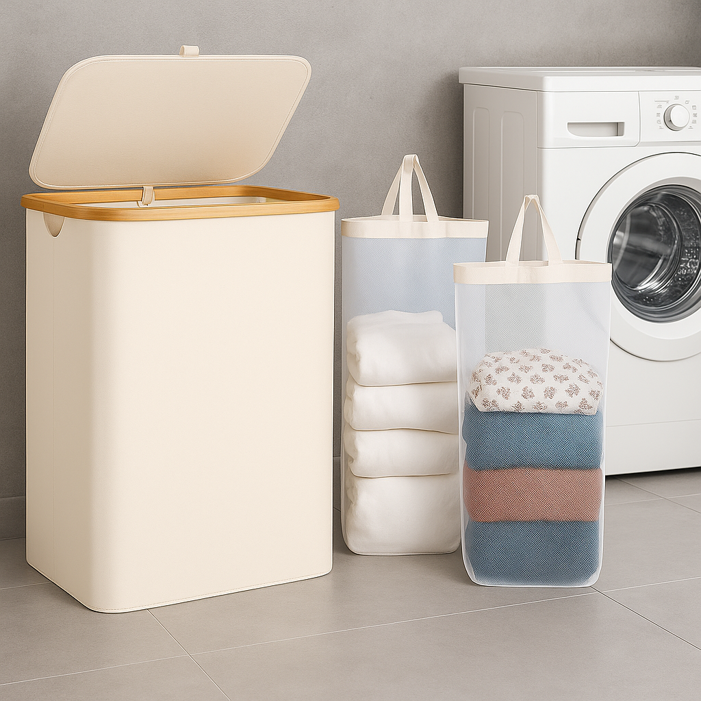 Opvouwbare Bamboe Wasmand 100L / 140L- Stijlvol, Duurzaam en Ruimtebesparend