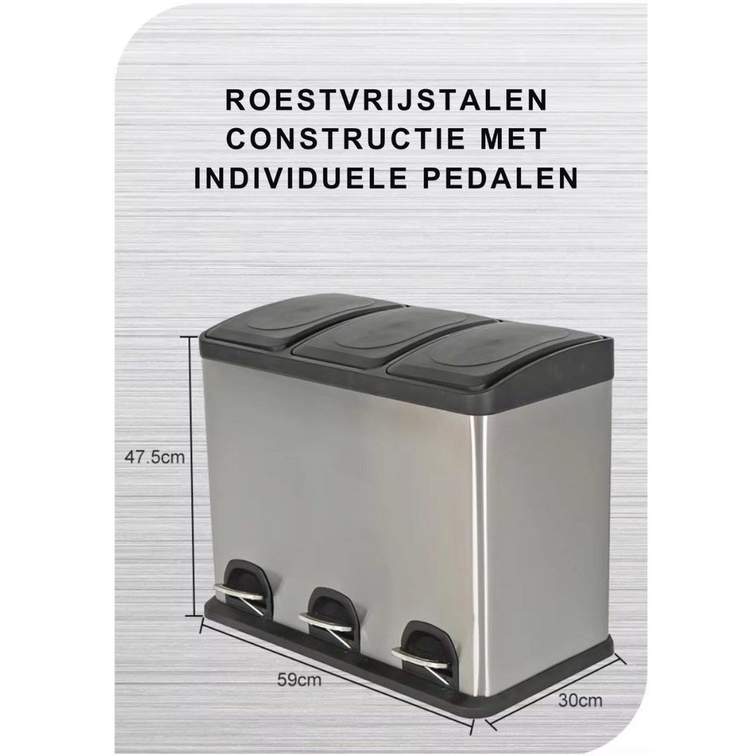 Afvalscheiding RVS Prullenbak 2x20L / 3x15L