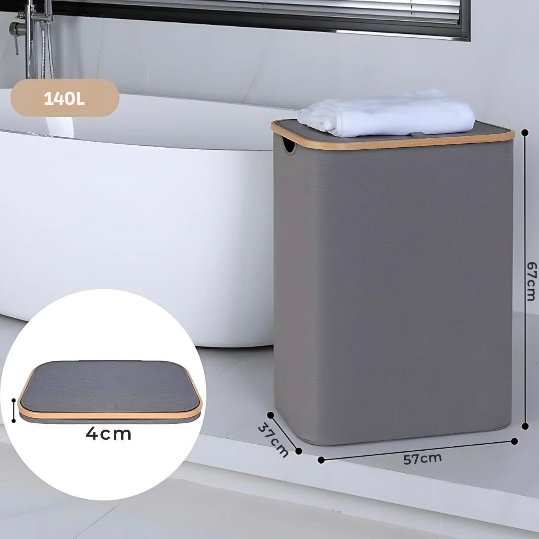 Opvouwbare Bamboe Wasmand 100L / 140L- Stijlvol, Duurzaam en Ruimtebesparend